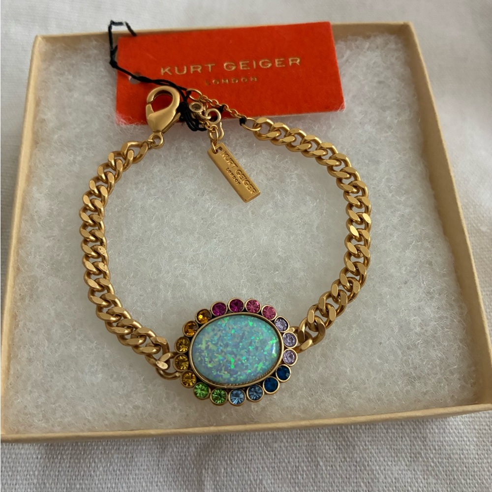 Kurt Geiger Gold Bracelet with Opal and Rainbow Gems - Picture 3 of 7